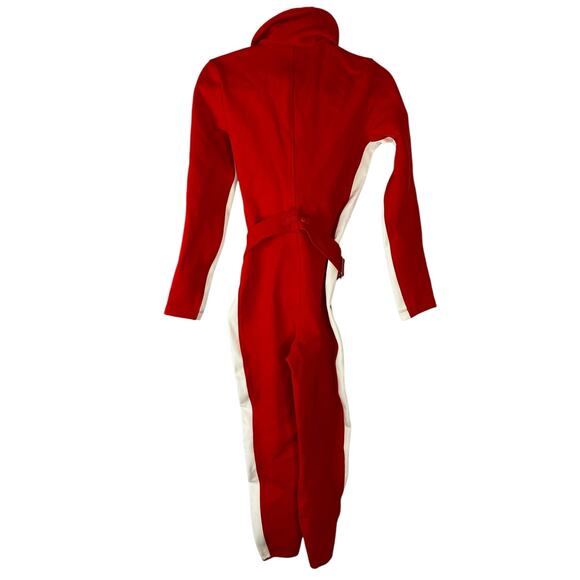 Cordova Ski Suit Snowboarding Waterproof Zip Front Belted Firey Red White Size S - Picture 11 of 16